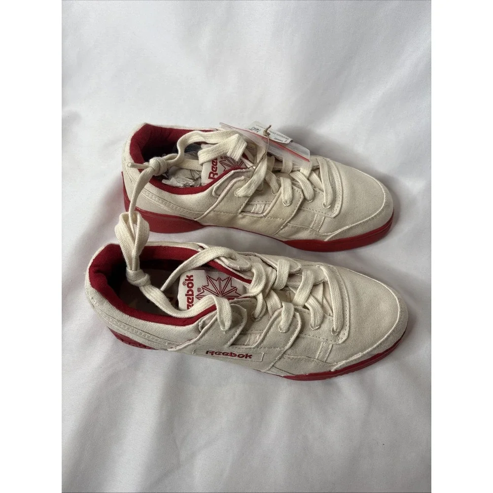 Reebok Workout Plus Mens 5 Athletic Shoes Chalk‎ Flash Red GZ3654 NEW